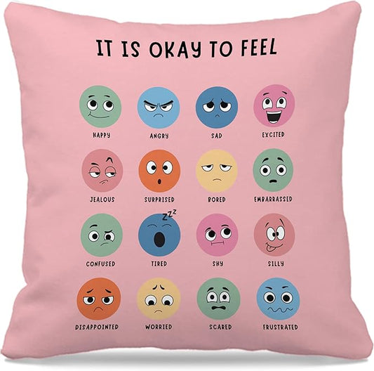 Nogrit Counseling Office Must Haves Throw Pillow Cover, Calming Corner, Mental Health Pillowcase Decor for Home Kids,Mental Health Counselor Gifts, Calming Corner Pillow Covers 18x18 Pink
