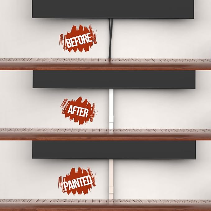 Cord Hider, Wire Cover, Cord Covers Wall Mounted TV, Cable Hider, 157 in Paintable White Raceway Kit, Electrical Cords Concealer, Cable Management, Hide Cords Wall, Wire Molding, Adhesive Channel