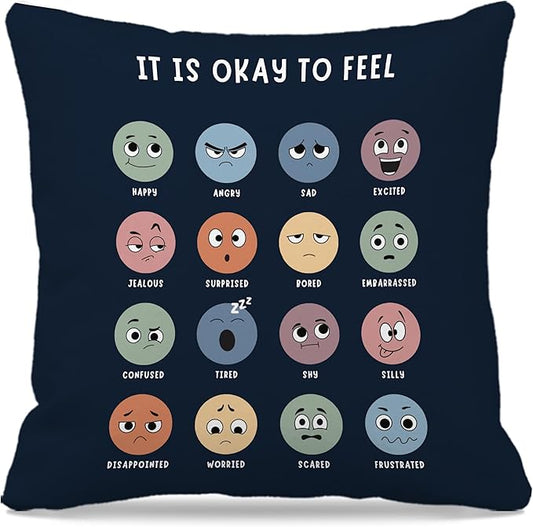 Nogrit Counseling Office Must Haves Throw Pillow Cover, Calming Corner, Mental Health Pillowcase Decor for Home Kids,Mental Health Counselor Gifts, Calming Corner Pillow Covers 18x18 Navy Blue