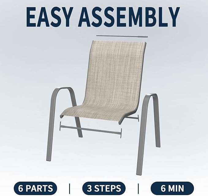 Amopatio Patio Chairs Set of 4, Outdoor Stackable Dining Chairs for All Weather, Breathable Garden Outdoor Furniture for Backyard Deck, Brown