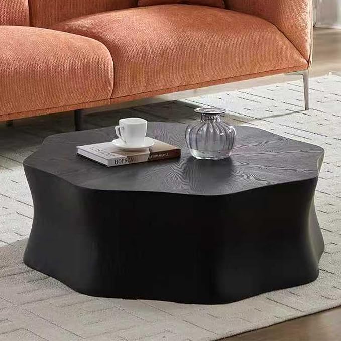 Coffee Tables for Living Room, Modern Minimalist Accent Table, MDF Drum Center Table for Apartment, Office, Ø35.43'' x 12" H