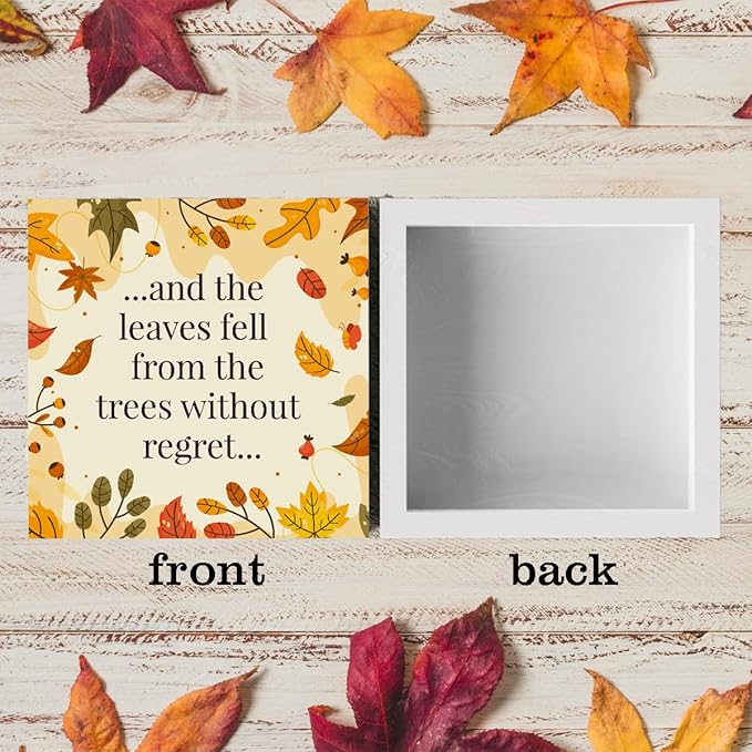 5 x 5 Inch Fall Decor, Wooden Sign, Autumn Home Office Desk Table Cubicle Shelf Decor