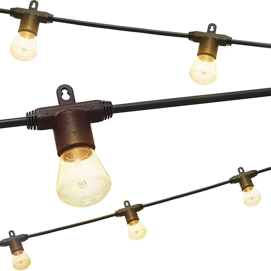 Enbrighten LED Bistro Outdoor String Lights, 12ft, 6 Shatter Resistant Lifetime Bulbs, 2200K Warm White, Weather Resistant, Indoor/Outdoor, Commercial Grade, Perfect for Backyard, Porch, Patio, 38353