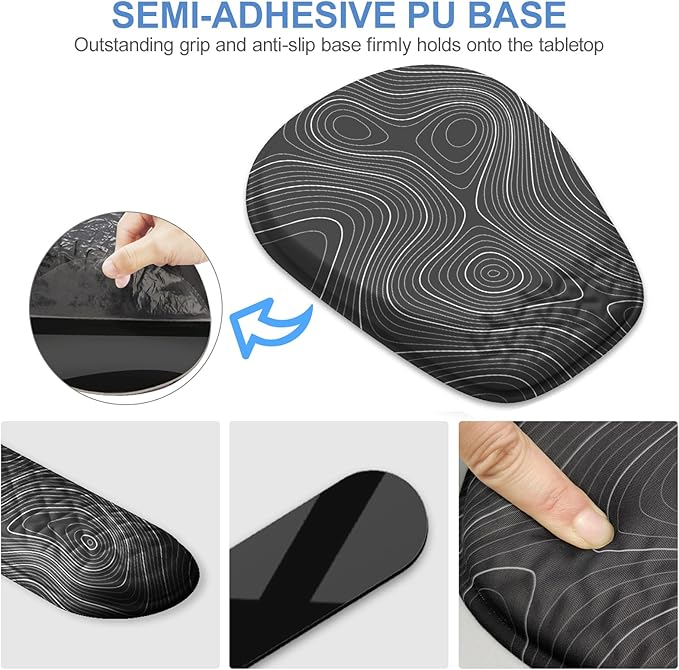 Mouse Pad with Wrist Rest, Comfortable Memory Foam Wrist Rest for Computer Keyboard, Ergonomic Mouse Pad Set for Easy Typing & Pain Relief for Office & Home Topographic