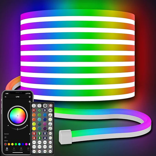 AILBTON 32.8FT Led Neon Rope Lights Control with App/Remote,Flexible Led Rope Light,Multiple Modes,IP65 Outdoor RGB Lights Waterproof,Music Sync Gaming Led Neon Strip Light for Bedroom Decor (32.8FT)
