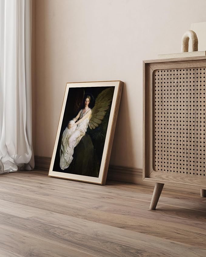 InSimSea Framed Canvas Wall Art Home Decor,Stevenson Angel Vintage America Country Memorial Classical Oil Painting Prints Decorative for Living Room, Bedroom, Office Wall Decor 16X20In