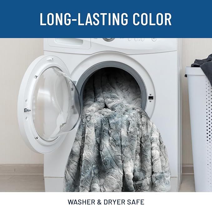 Everlasting Comfort Soft & Comfortable Arctic Blue Faux Fur Throw Blanket for Couch - (50"x65") Minky & Fluffy Fall Blankets & Throws, Plush Fuzzy Cover for Bed, Sofa & Living Room - Cozy Home Decor