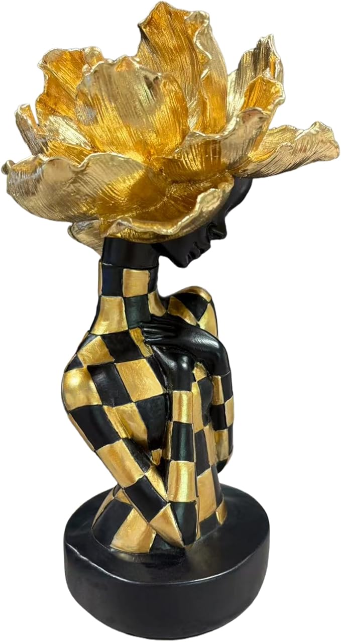 African Statues for Home Decor, Sculptures Decorations for Living Room, 11'' African Lady Art Bust Figurines, Black Modern Aesthetic Ornament for Shelf and Tables, Décor Accents Gifts for Women