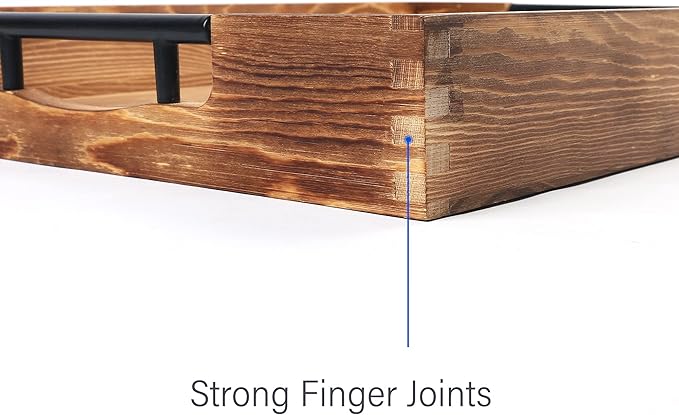 LotFancy Large Ottoman Tray for Living Room, 17x13'' Wood Serving Tray with Handles, Home Décor for Coffee Table, Sofa, 2 Skidproof Coasters Included