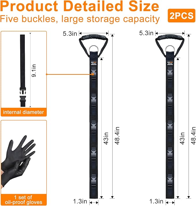 Extension Cord Organizer 2 Pack, Cord Storage Organizer with 5 Slots, Garage Garden Storage Straps, All in One Hanger Straps for Cable, Hose, Rope, Tool Management