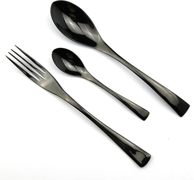 5-Piece 18/10 Stainless Steel Serrated Steak Knife Flatware Set, Mirror Polishing Black, Service for 1