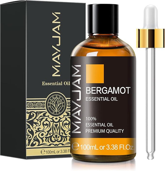 MAYJAM 100ML/3.38FL.OZ Bergamot Fragrance Oils with Glass Dropper, Essential Oils for Diffusers for Home, Long Lasting Scented Oils for Diffusers Soap Candle Making
