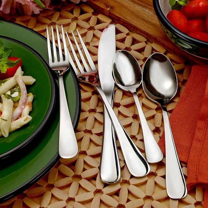 Liberty Tabletop Annapolis 43 Piece Flatware Set Service for 8 Includes 3pc Serving Set Mirror (Bright) Finish MADE IN USA