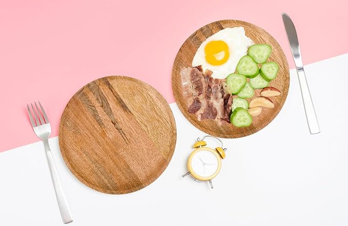 Alpha Living Home 12" Wooden Charger Plates - Set of 2, Elegant & Durable Rustic Dinner Chargers for Weddings, Parties, Receptions, and Special Occasions Table Décor (Natural)