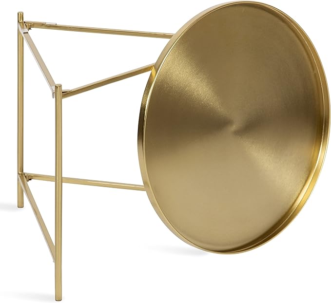 Kate and Laurel Ulani Modern Nesting Coffee Table; Set of 2; Walnut and Gold; 22.5 x 20.25; Decorative Sophisticated Mango Wood and Metal End Tables for Display and Storage