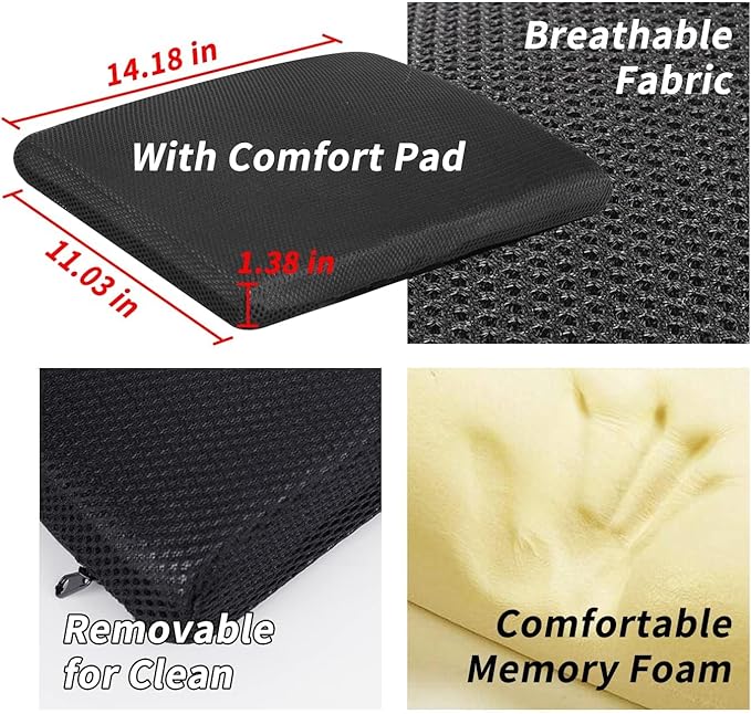 Mymyth Office Foot Rest for Under Desk at Work - Iron Adjustable Ergonomic Footrest Strong & Durable - 6 Heights Foot Stool with Memory Foam Cushion - Anti-Slip for Computer Gaming - Black