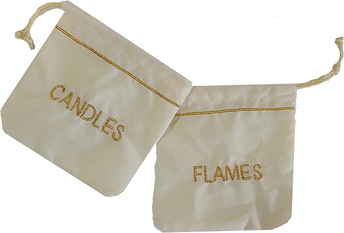 Jewish Happy Hanukkah Menorah Wall Hanging by Pockets of Learning | Festive Hebrew Holiday Décor, Judaica Fabric Advent Calendar | Chanukah Cloth Countdown with Candles and Pouch (Ivory Cream)