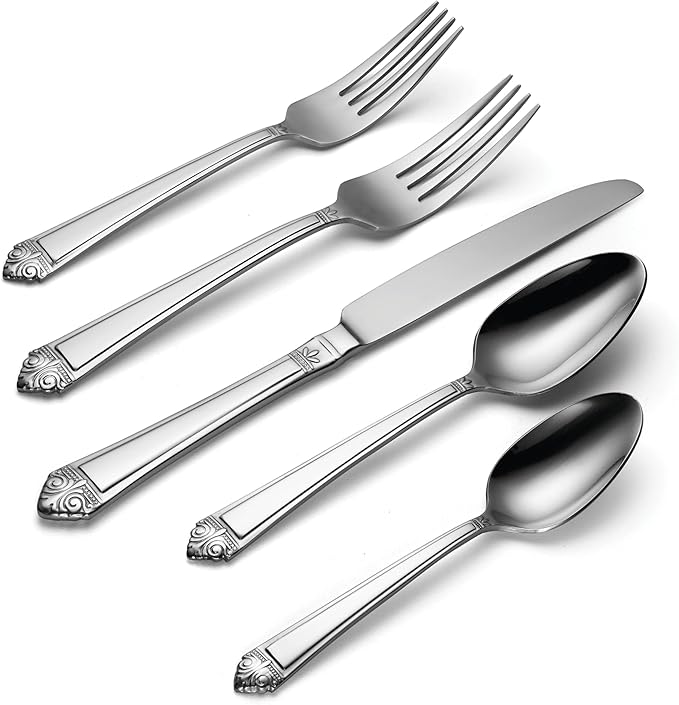 Oneida Eave 20 Piece Everyday Flatware Set, Service for 4, 18/0 Stainless Steel, Silverware Set