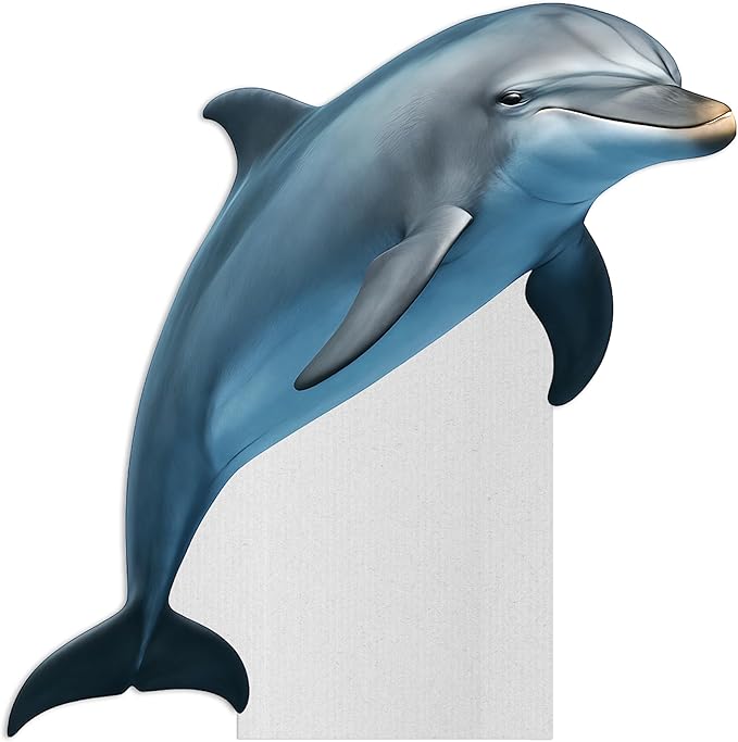 Dolphin Life Size Standee - 3FT Freestanding Coroplast Cutouts | Aqua Animal Standup Photo Booths, Birthday & Halloween Decorations
