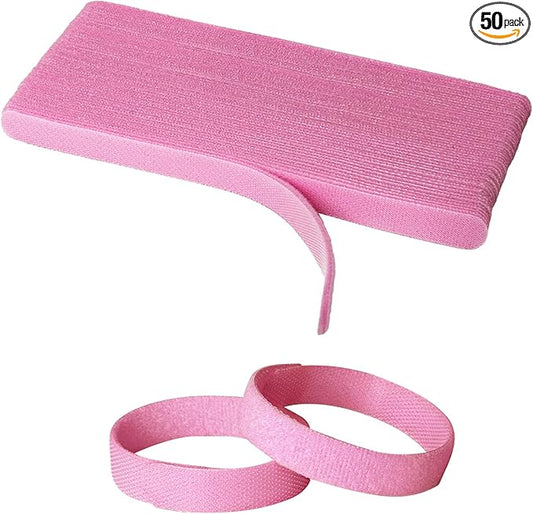 YOVXLO 50PCS 6 Inch Reusable Cable Ties, Adjustable Fastening Ties, Microfiber Cloth for Computer Link Cable Cord Management (Pink)