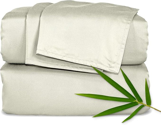 Pure Bamboo Twin XL Sheets, Genuine 100% Organic Viscose Derived from Bamboo Bed Sheet Set, Luxuriously Soft & Cooling, Double Stitching, Lifetime Quality Promise (Twin XL, Birch)