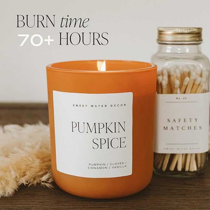 Sweet Water Decor Spooky Season Orange Scented Candle - Halloween Candles with Woods Warm Spice & Citrus Scent - 100% Cotton Wick Decorative Candles with 40 Hour Burn Time - 15oz Orange Jar Candle