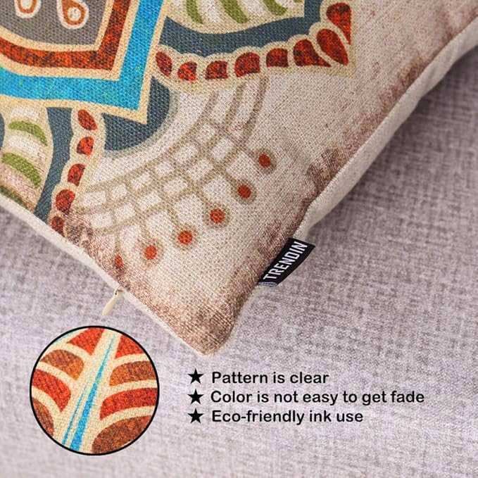 TRENDIN Pumpkin Pillow Cover 18X18 for Couch Fall Decorations for Home Square Linen Cushion Case Sofa Home Thanksgiving Decor Vintage PL1076TR