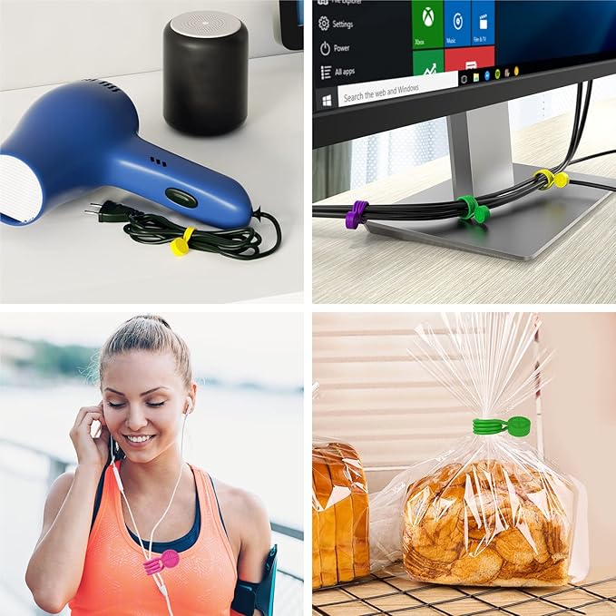 Magnetic Cable Ties Silicone 9 Inch Reusable Magnetic Twist Ties for Cord Cable Organizer and Bundling, Can Be Use in Home Office School Outdoor (6 Colors-12 Pack)