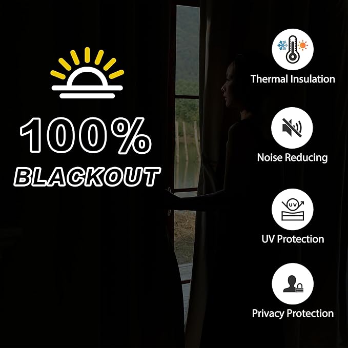 Soundproof 3 Layers 100% Blackout Grey Curtains 1 Panel 50x108 Thermal Insulated Soundproof Curtains for Bedroom Living Room