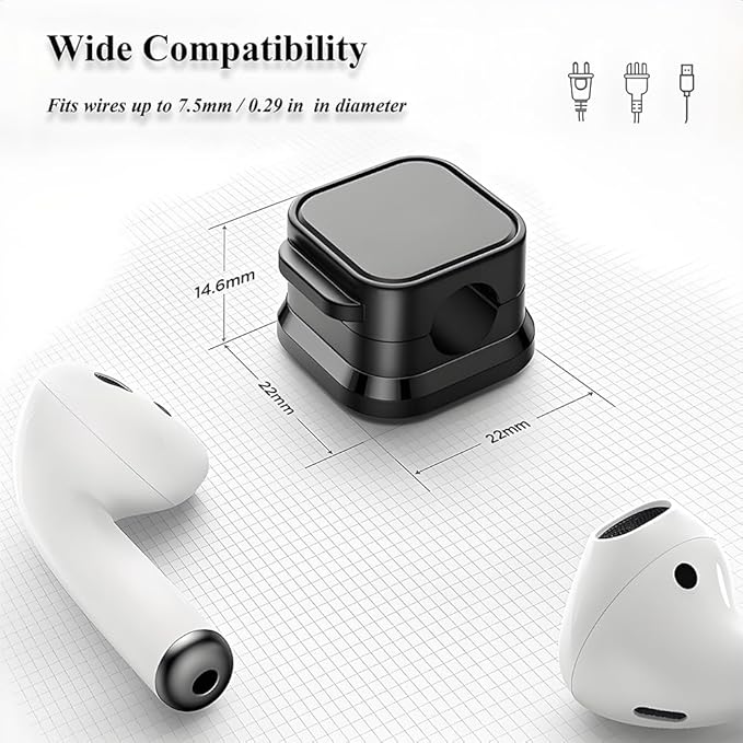 Magnetic Cable Straps, 12-Pack Cord Organizer for Desk - Adhesive Wire Holders for Chargers, Data Cables, Home Office, Car, Under Desk Cable Management (Multiple Colors)