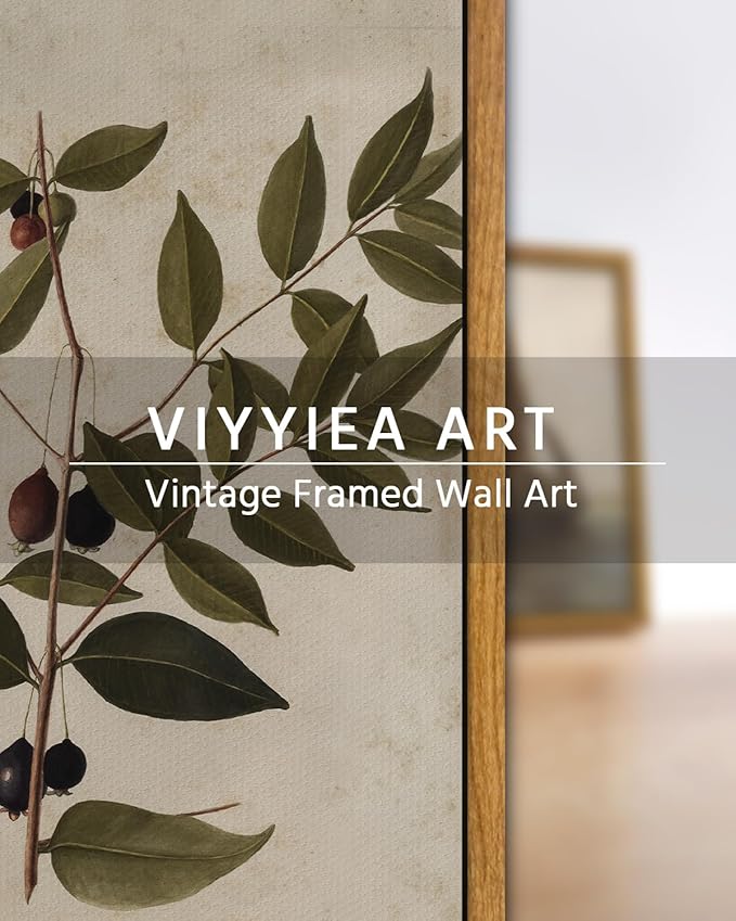 VIYYIEA Vintage Framed Canvas Botanical Wall Art Prints, Plant Rustic Farmhouse Wall Decor for Bedroom Living Room Bathroom, 9"x11"