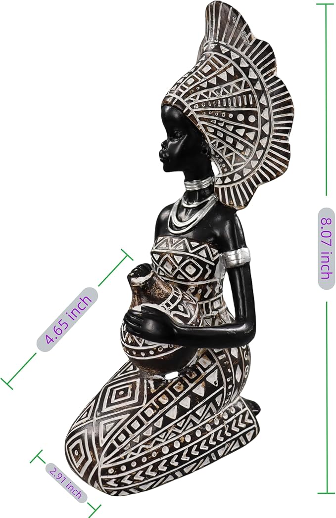African Lady Statue with African Tribal Totem for Wedding, Church, Festival Decoration - African Decorative Female Statue for Home and Display case Decoration