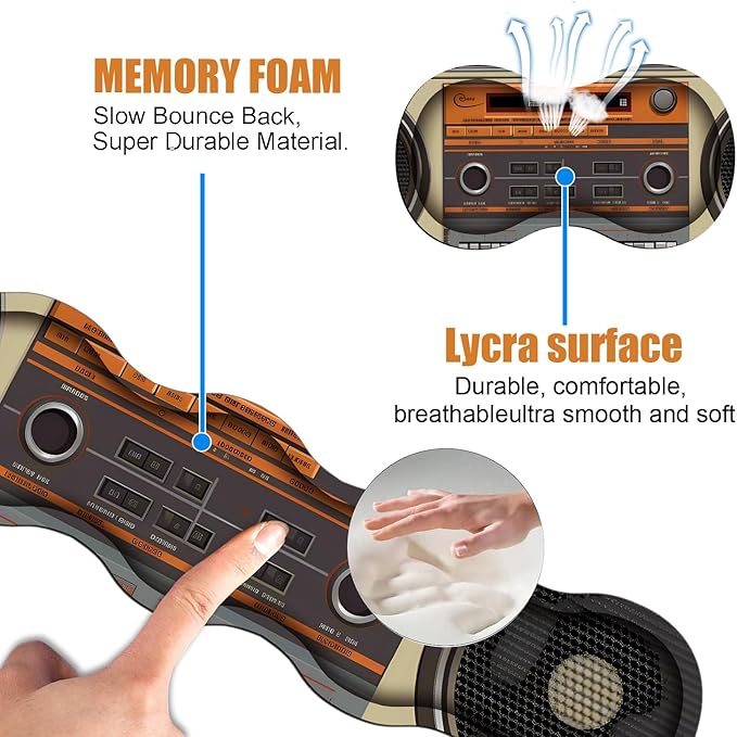 4 in 1 Ergonomic Keyboard Wrist Rest & Mouse Pad Wrist Rest Set, Large XXL Gaming Desk Mat 31.5"x 11.8" with Non-Slip Base, Memory Foam for Home Office Study Gaming, Retro Tape Recorder