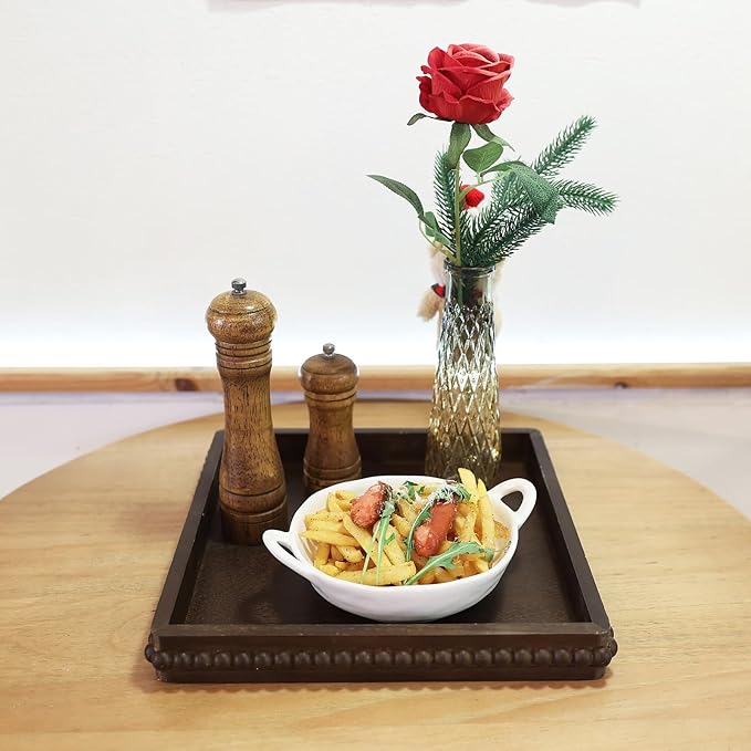 Square Wood Decorative Tray, Rustic Coffee Table Serving Tray for Ottoman, Farmhouse Kitchen Counter Organizer, Bedroom, Home Decor(Retro Brown)