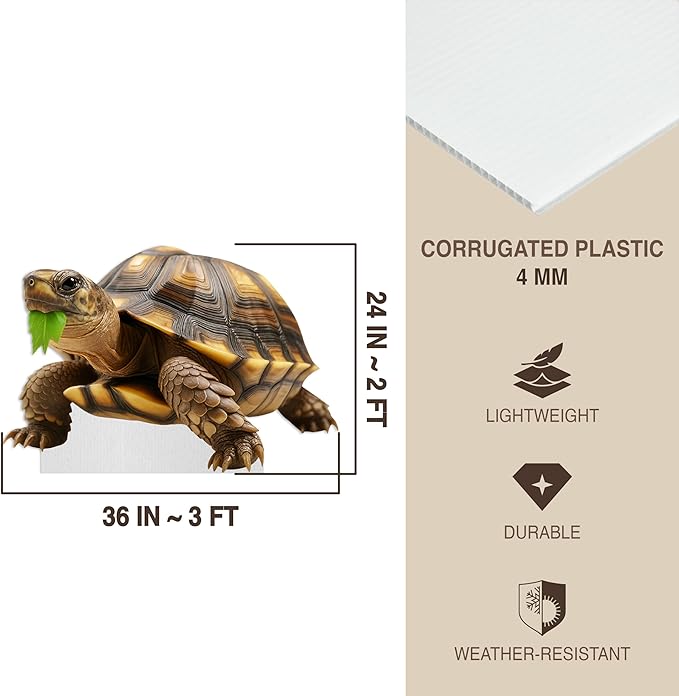 Turtle Life Size Standee - 2FT Freestanding Coroplast Cutouts | Aqua Animal Standup Photo Booths, Birthday & Halloween Decorations