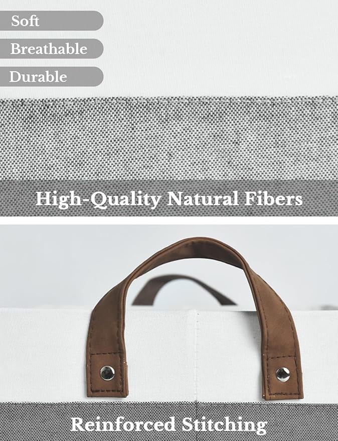 StorageWorks Storage Bins, Fabric Storage Bins for Shelves, Large Storage Baskets with Metal Frame, Closet Baskets and Bins with Handles, Gray and White, 2-Pack