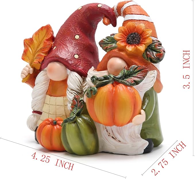 Hodao Fall Thanksgiving Pumpkin Gnome Decorations Handmade Swedish Tomte Gnome Elf for Fall Decor Gift - Thanksgiving Party Home Couple Gnomes Decor - Autumn Gift