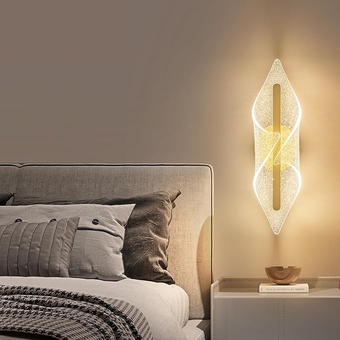 Gold Wall Lights 22.4In Indoor Wall Sconce with Remote Control LED Dimmable Wall Lights for Living Room Hallway Bathroom Bedroom Stairs