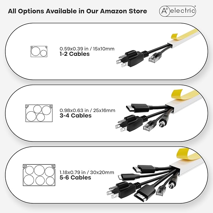 315" Cable Hider, Wire Cover, Cables Raceway for Cord Hide, Long, Large, White and paintable Cords Cover Concealer Conduit Channel, TV, Ethernet Molding Electrical Wires Management Kit