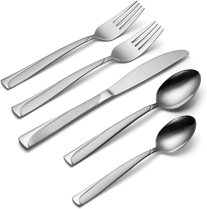 Oneida Madeline 51 Piece Everyday Flatware Set with Caddy, Service for 8, 18/0 Stainless Steel, Silverware Set