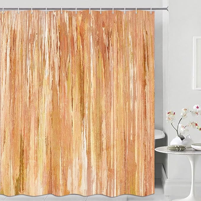 JAWO Abstract Shower Curtain, Modern Aesthetic Stripe Shower Curtain Set 72 X 72 Inches with 12 Hooks for Bathtub Bathroom Gray Purple Contemporary Abstract Painting Fabric