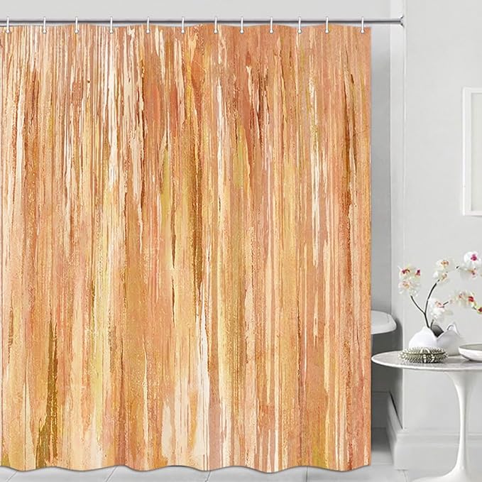 JAWO Abstract Shower Curtain, Modern Aesthetic Stripe Shower Curtain Set 72 X 72 Inches with 12 Hooks for Bathtub Bathroom Gray Purple Contemporary Abstract Painting Fabric