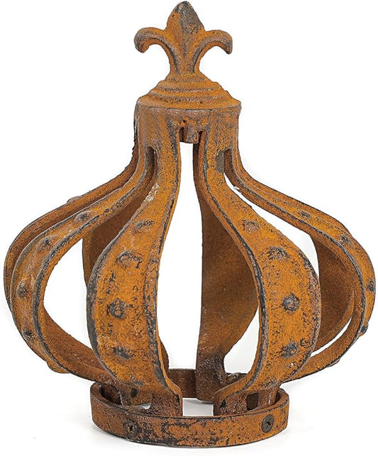 Sungmor Cast Iron Crown Sculpture, Patina Finish with Rustic Accent, Creative Candle Cover, Centerpiece Art Crown Statue for Tabletop Decor, Bookshelf, Special Occasions