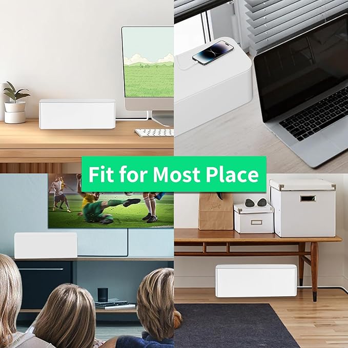 Cord Organizer Box, Cable Hider for Power Strips, Surge Protector, Extension Cord and Wire Management, Cable Management Box (2PCS/Large and Medium Size/White)