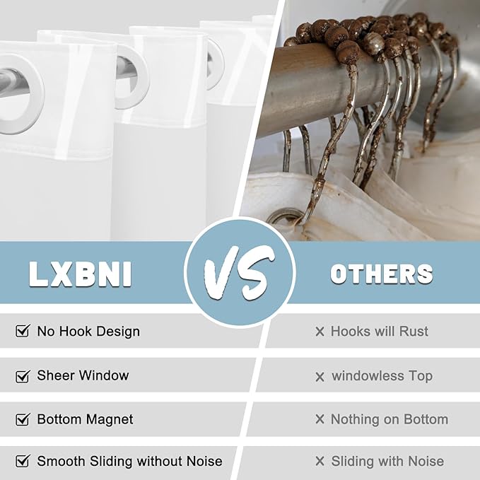 No Hook Ombre Dark Grey Striped Shower Curtain with Snap in Liner Set - Hotel Shower Curtain and Liner Set with See Through Mesh Top Window,Machine Washable, 71x74 INCH