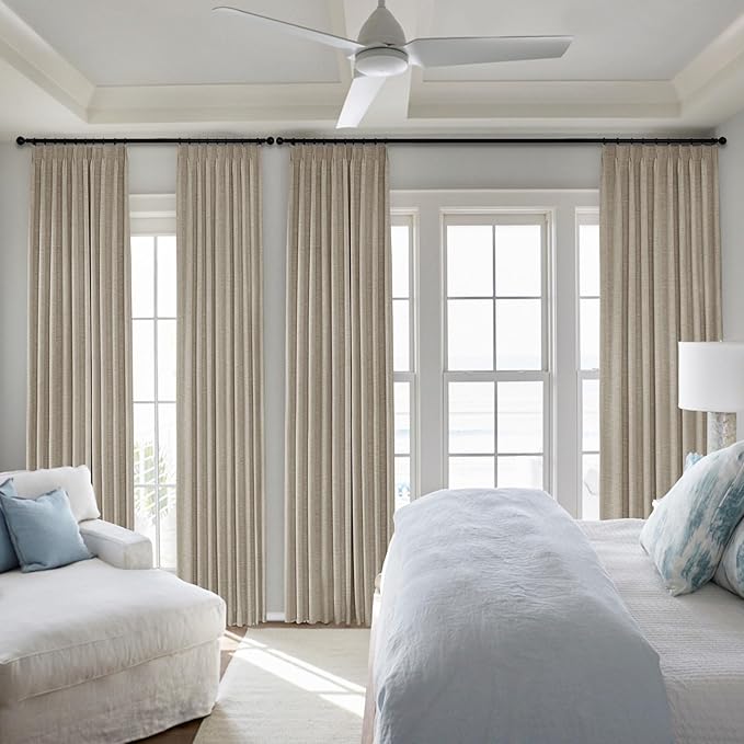Macochico Blackout Curtains for Bedroom Thick Linen Texture Pleated Curtains with Hooks Thermal Drapes for Living Room Hall Dining Room Nursery Brown Drapery with Tieback 84" Wx102 L 1 Panel