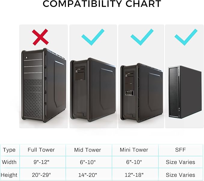 EUREKA ERGONOMIC CPU Holder Under Desk Mount, Computer Tower Holder 360° Swivel Height & Width Adjustable, Holds up to 44 lbs, Fits Most Computer Tower, Black