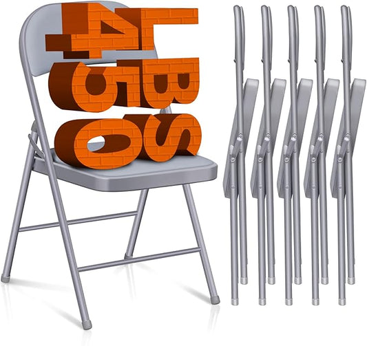 6 Pack Folding Chairs with Cushion – Padded Memory Foam Seating Gray Space-Saving Foldable Chairs for Indoor Outdoor Weddings, Parties, Backyard & Office Events (Gray, 6 Pack)