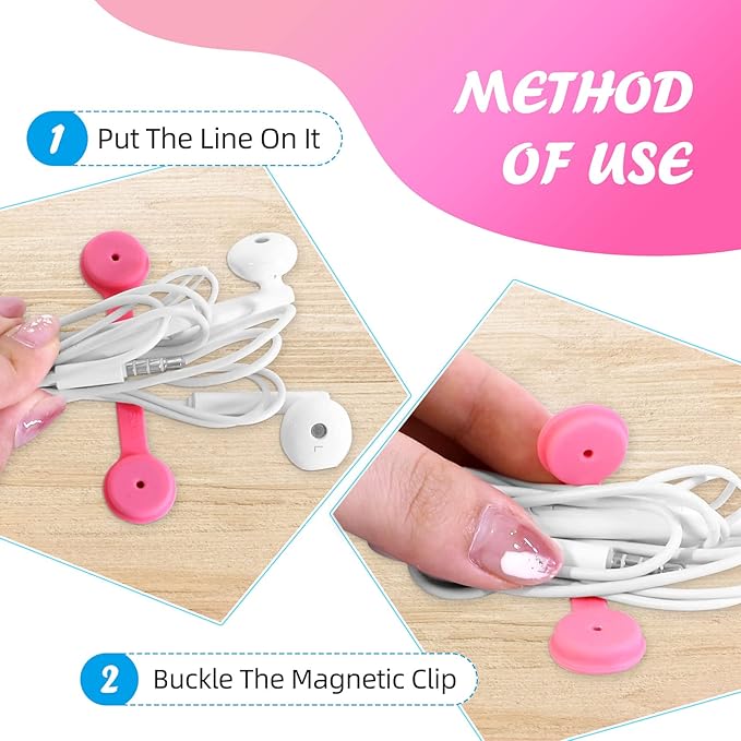 Viaky Magnetic Twist Ties 6-Pack, Multicolor Cable Clips Cord Organizers, Reusable Magnet Wrap Straps For Earphones, USB Cables, Bookmarks, Keychains – Macaron Colors