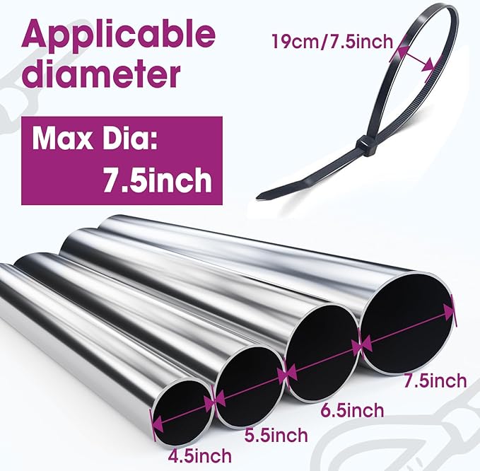 200 PCS Zip Ties 24 Inch Heavy Duty, Large Cable Ties 500lbs Tensile Strength, Black Zip Ties for Indoor and Outdoor Use, UV Resistant Wire Ties